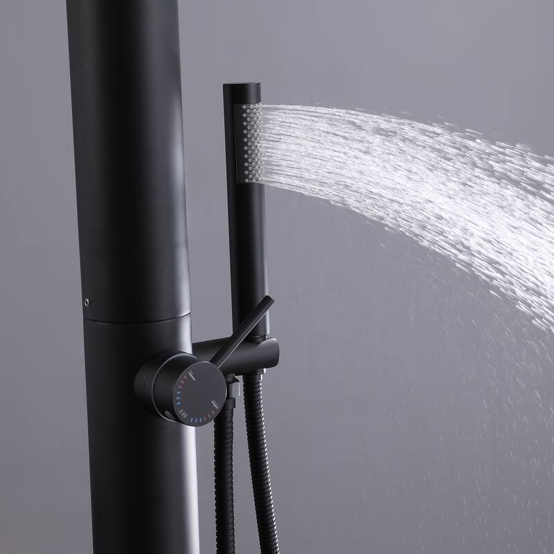 89'' H 304 Stainless Steel Freestanding Outdoor Shower with Detachable Rain Shower Head