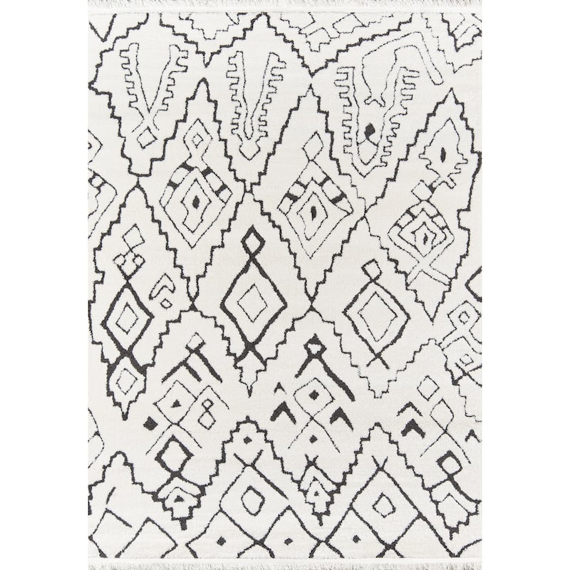 Momeni Monaco Polyester Blend Moroccan Area Rug - 3'3" x 5' - Ivory