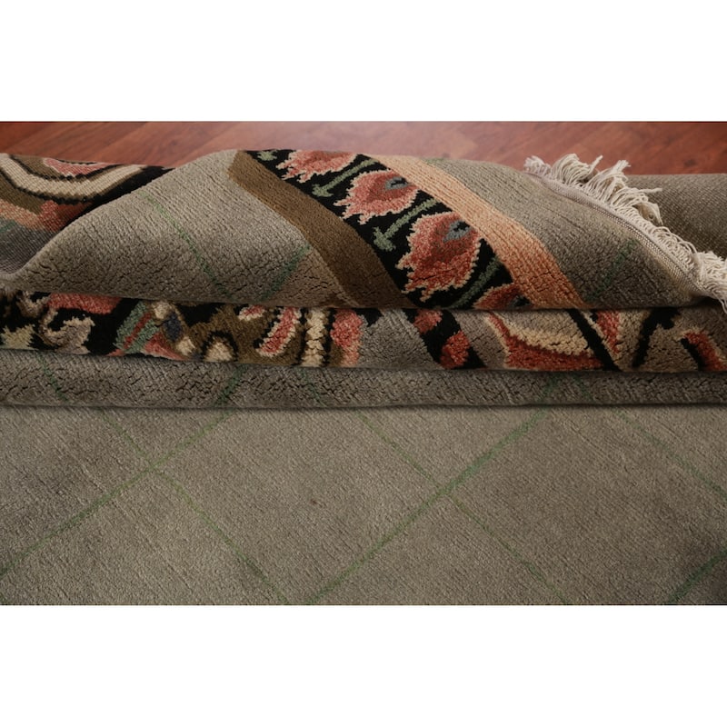 Nepalese Oriental Area Rug Hand-Knotted Wool Carpet - 9'0"x 11'7"