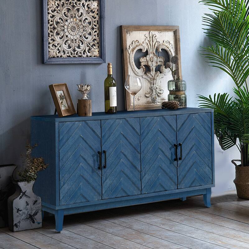 Retroy Vintage 4-Door Credenza Cabinet