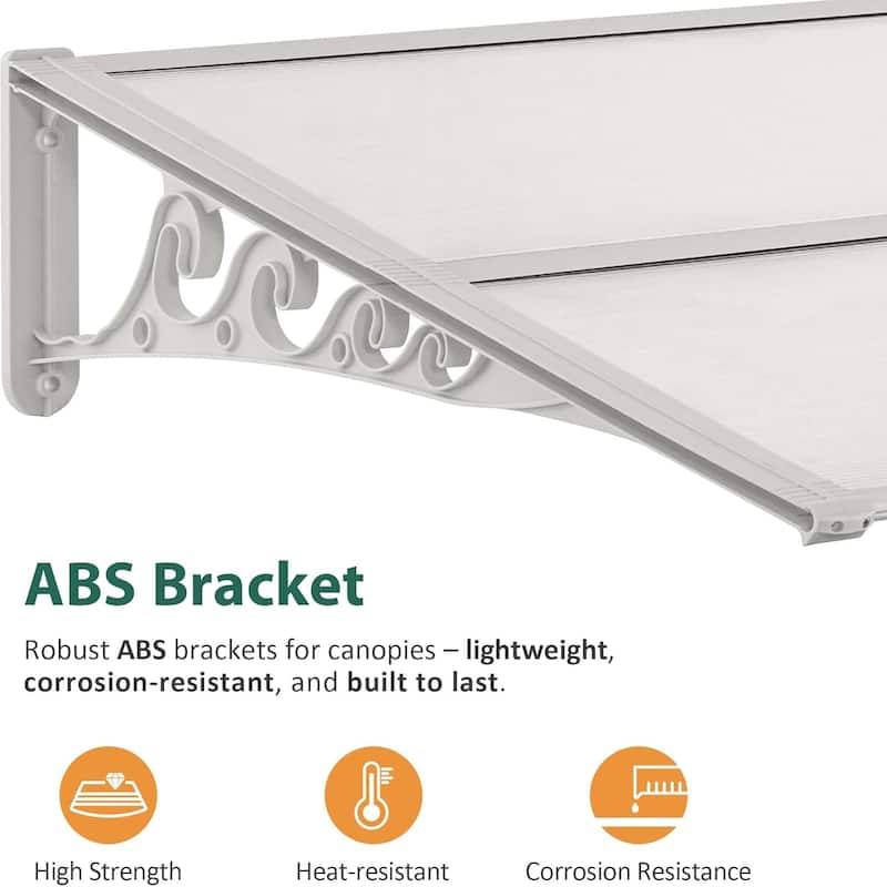MCombo Window Awning Door Canopy Exterior 40'' x 80'', Polycarbonate Cover Front Door Outdoor Patio Awning Canopy