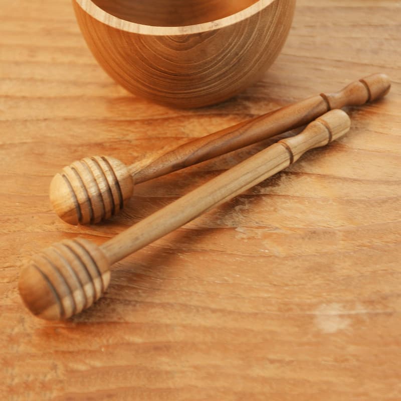 Novica Handmade Sweet Treat Teak Wood Honey Dippers (Pair)