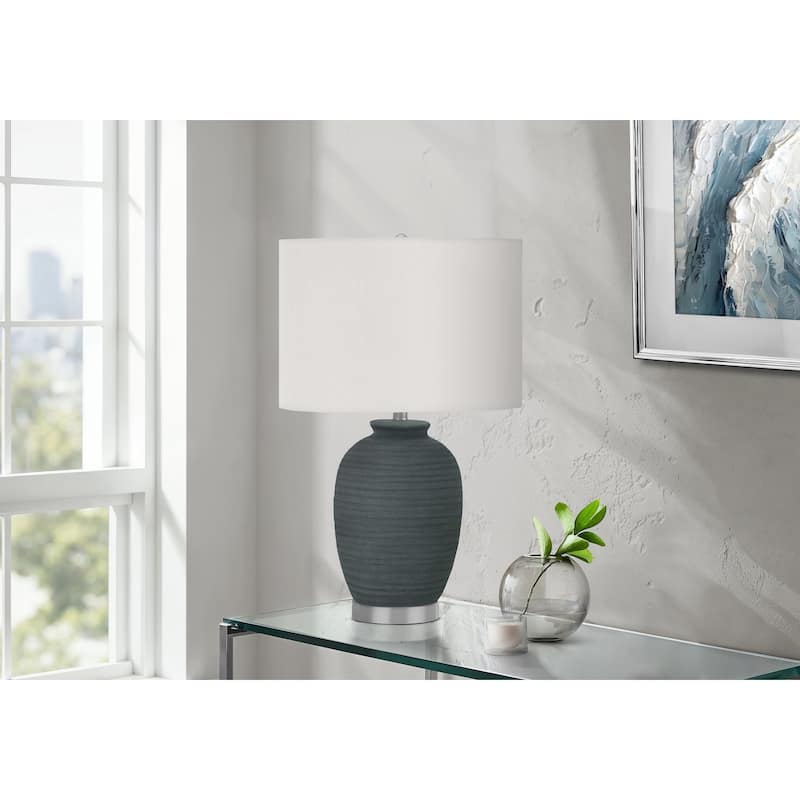 Lighting, 24"h, Table Lamp, Blue Ceramic, Ivory / Cream Shade, Contemporary - Blue