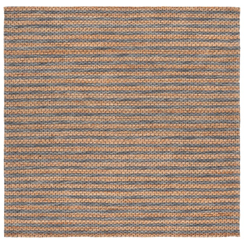 Martha Stewart by SAFAVIEH Handmade Deivi Jute Rug - 6' Square - Natural/Charcoal
