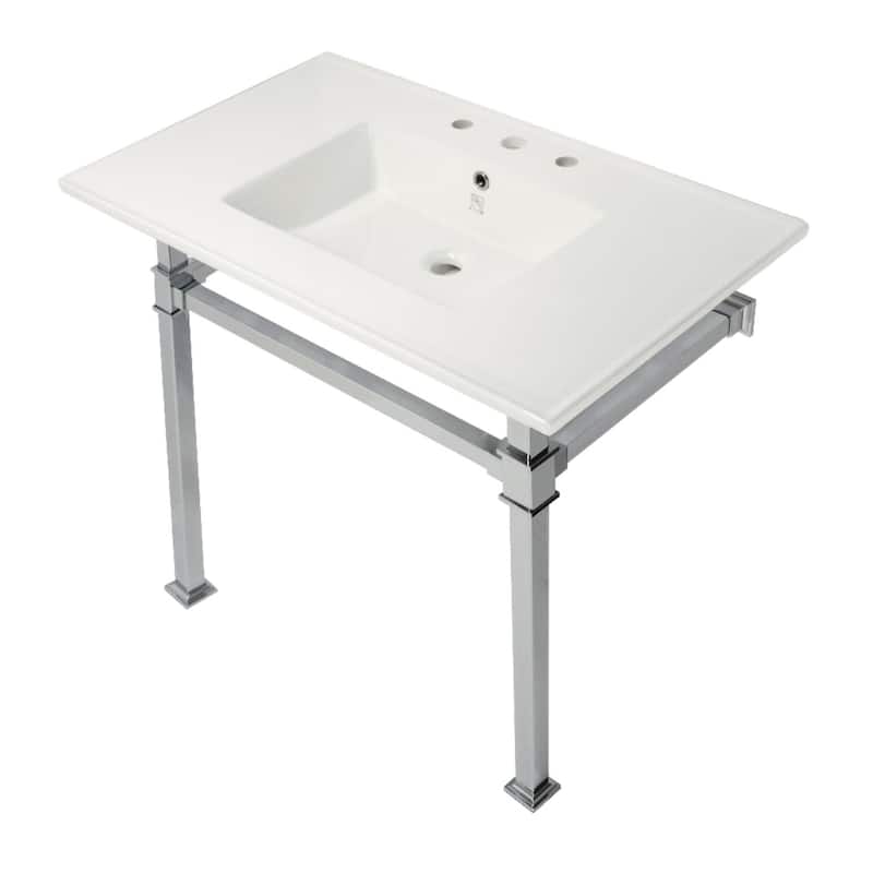 Kingston Brass KVPB37228Q Monarch 37-3/8" Rectangular Ceramic, - White / Polished Chrome