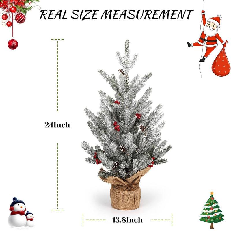 2 Ft Prelit Table Top Small Christmas Tree with Lights - 2 ft
