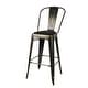 preview thumbnail 13 of 25, High Back Metal Barstool with Black/Brown Leather Cushion-Set of 4