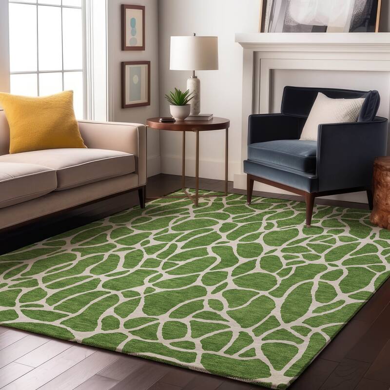 Premium Washable Super Soft Contemporary Ellie Mayfield Rug - Green - 10' x 14'