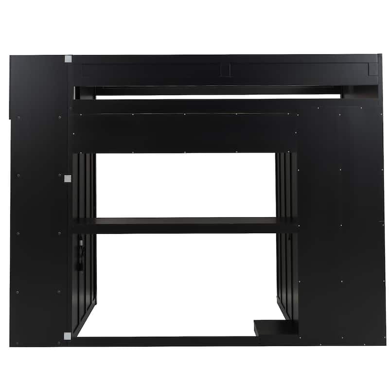 GDFStudio - Wooden Loft Bed with LED Desk, USB Ports and Dual Storage Drawers