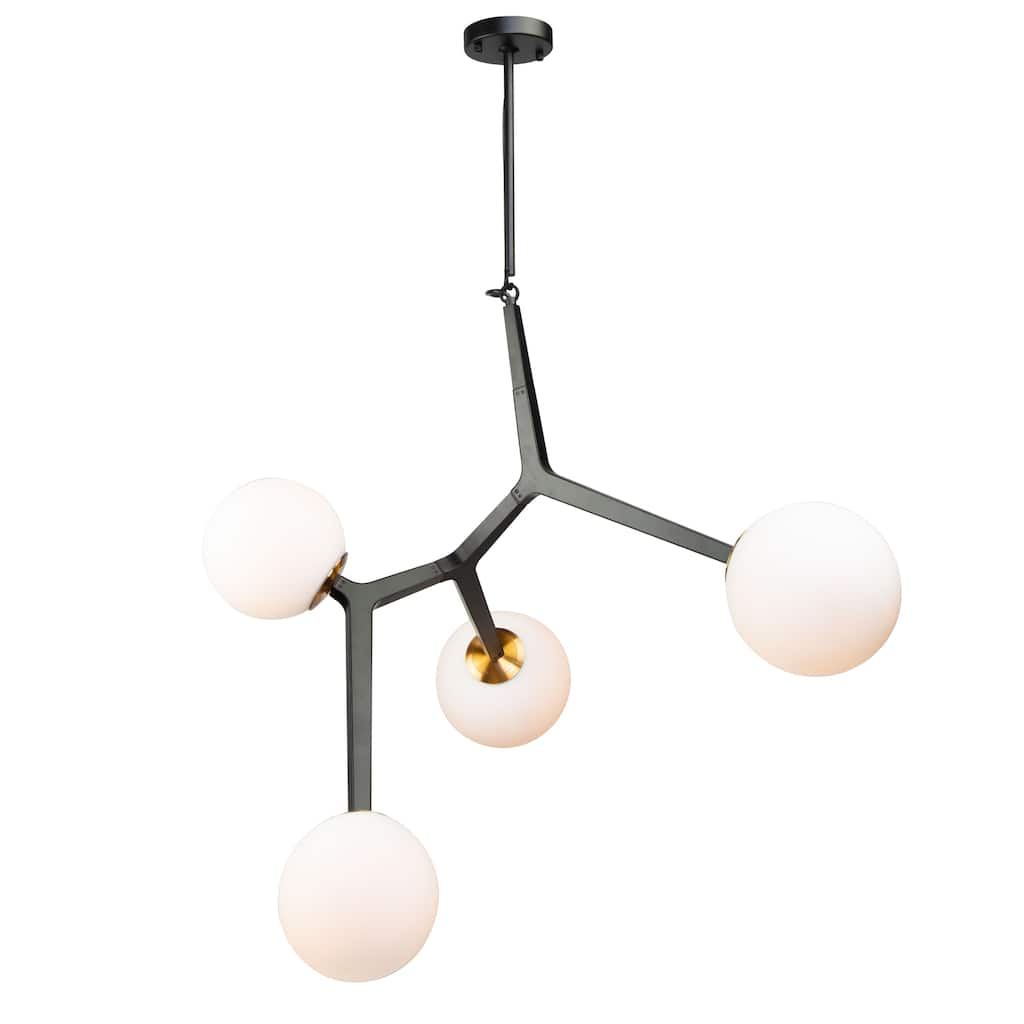 Ravello 4 Light Pendant - Black & Harvest Brass