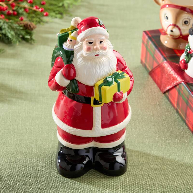 Certifed International Santa's Retro Christmas 3-D Cookie Jar 12" - 7"W x 6.625"D x 12"H
