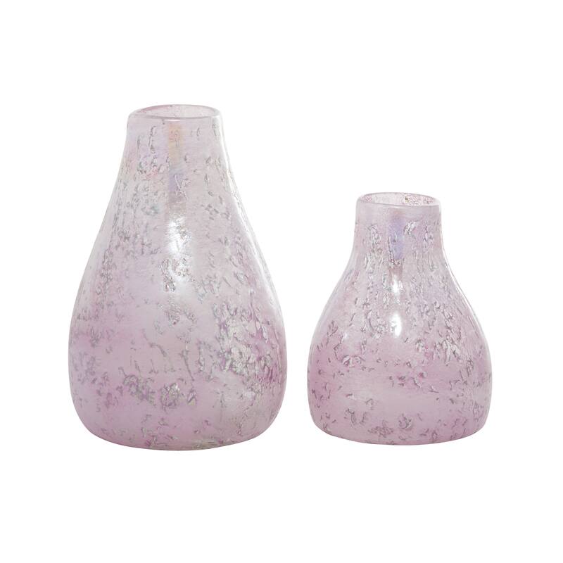 Glass Handmade Blown Vase - Set of 2 Purple - CosmoLiving by Cosmopolitan - 8"W x 8"L x 12"H