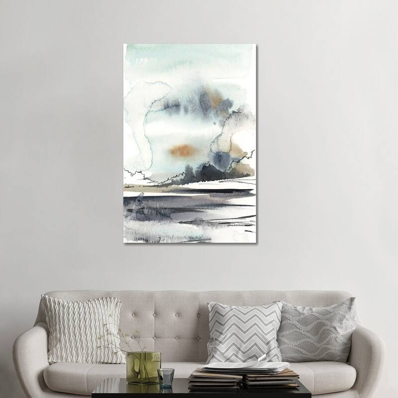 iCanvas "Abstract Landscape In Grey And Light Blue" by Sophie Rodionov Canvas Print - 48x32x1.5