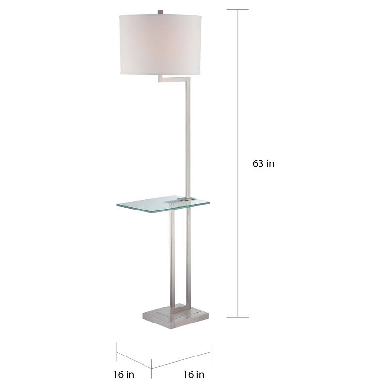 Lite Source Rudko 1-light Polished Steel Floor Lamp w/ Integrated Glass Table