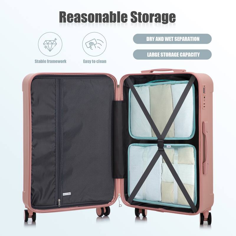 3 PCS in ABS Spinner Wheel Luggage, Carry on Suitcase, TSA Combination Lock