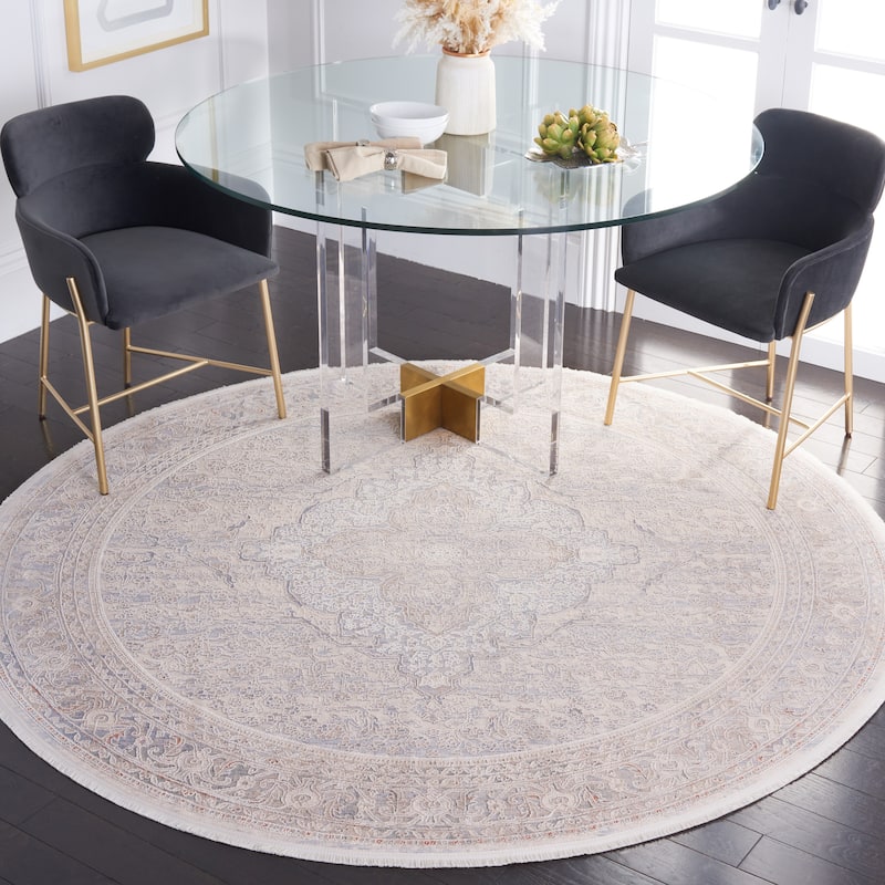 SAFAVIEH Marmara Calum Oriental Medallion Rug - 6'7" Round - Beige/Light Blue