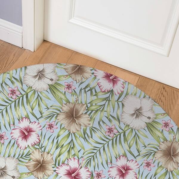 Hand Drawn Hibiscus Print Door Mat main image 1