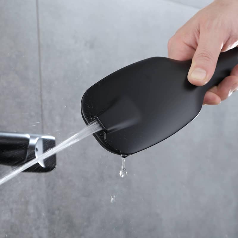 Thermostatic Shower Faucet Set With Handheld Exposed Wall Mount Shower System Complete Black Rainfall Shower Head With Valve