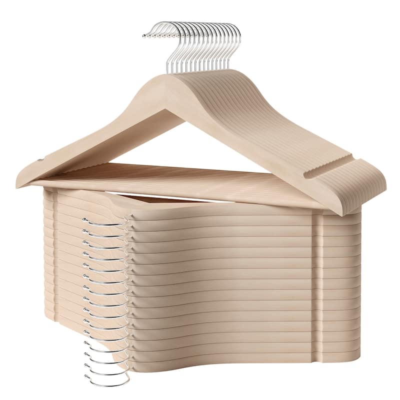 Cedar Wood Clothes Hanger, Wooden Coat Hangers for Shirts, Jackets, Pants, Suits, Sweaters - 30-pack - Natural Wood Color