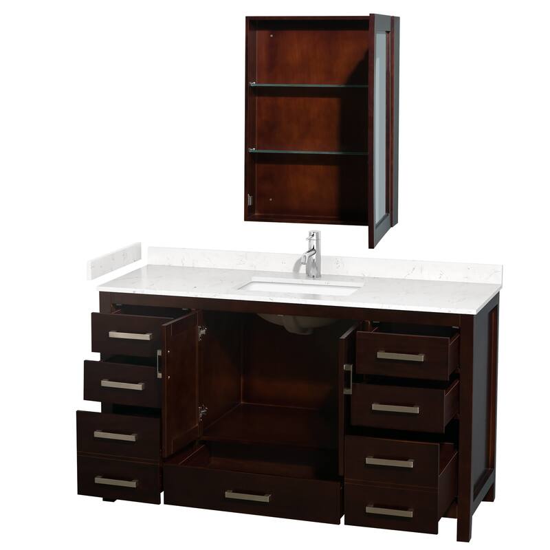 Wyndham Collection Sheffield 60" Single Bathroom Vanity, Carrara