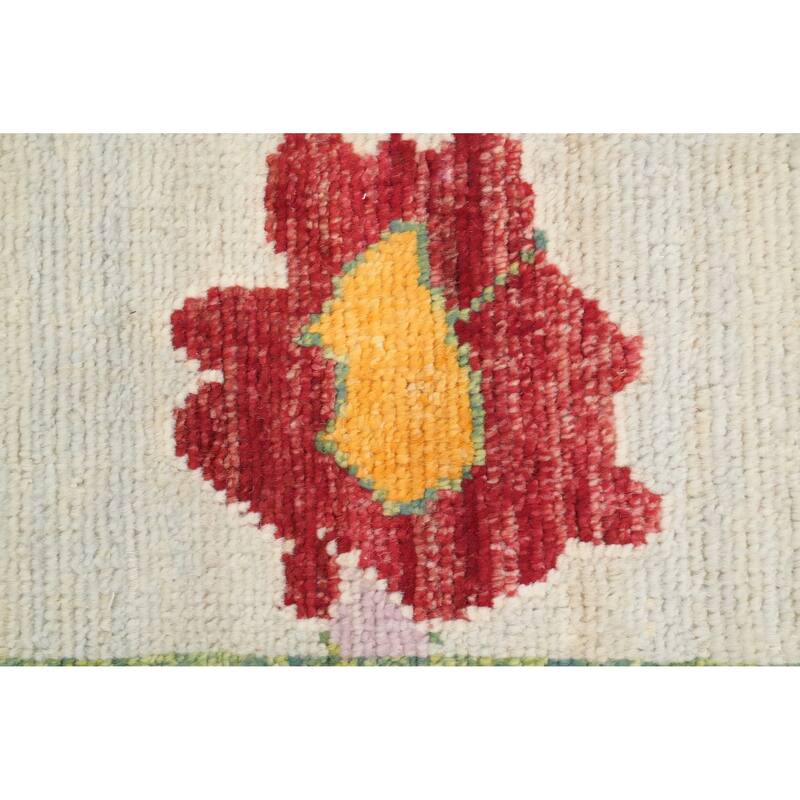Hand Knotted Oriental 100% Wool Carpet Transitional Floral Green Oushak Area Rug - 9' 9'' X 6' 11''