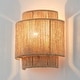 preview thumbnail 7 of 12, Farmhouse Hemp Rope 1-Light Dimmable Wall Sconce for Living Room
