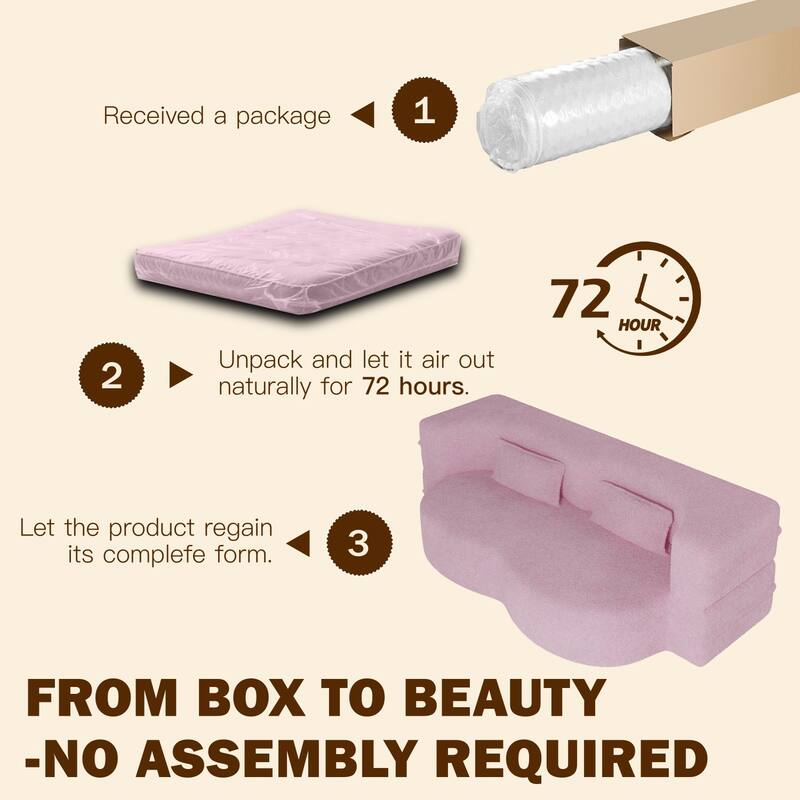 78" Convertible Teddy Fabric Sofa with 2 Pillows, No Assembly Required