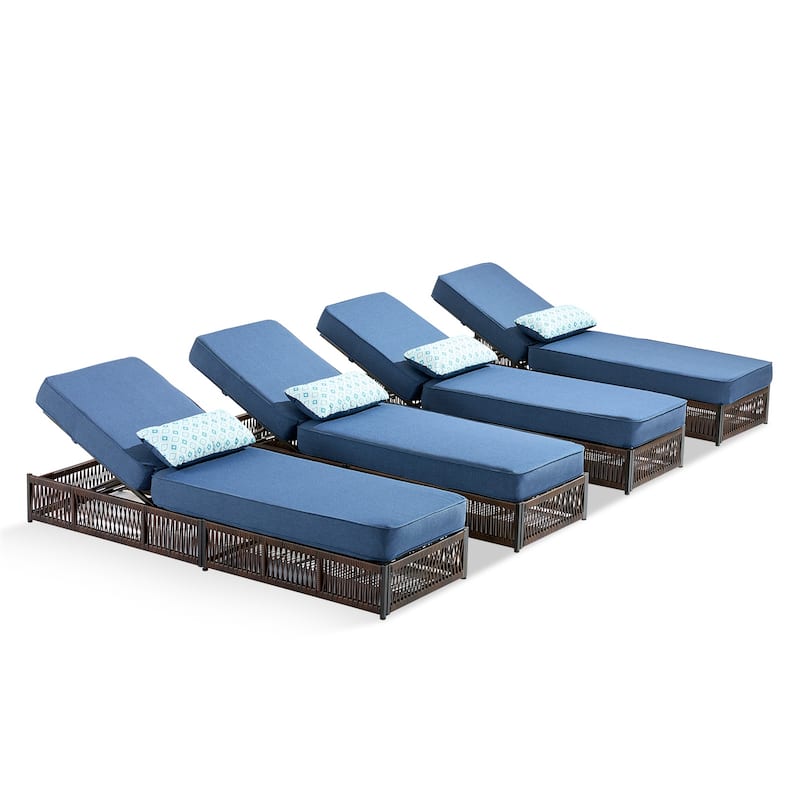 Pocassy 4 Pieces Patio Lounge Chair with 5 Adjustable Backrest