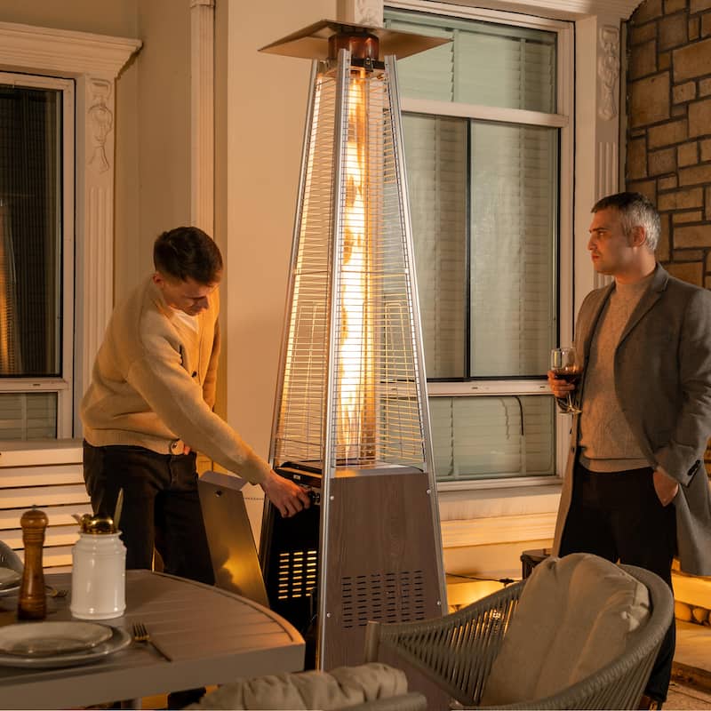 Outdoor 48,000 BTU Pyramid Propane Gas Patio Heater with Wheels