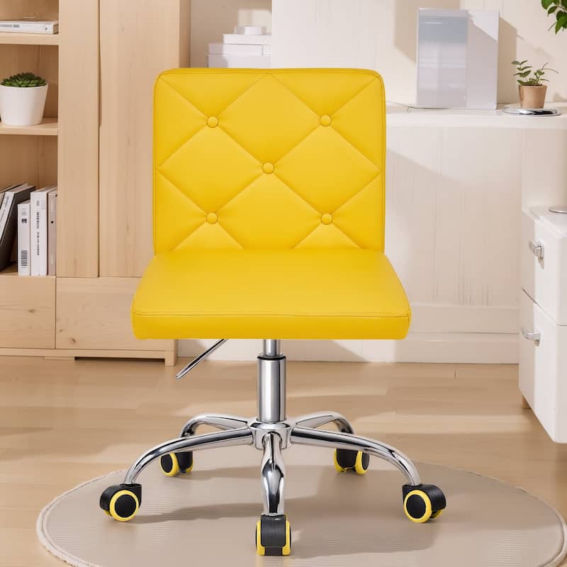 Javlergo Armless Office Desk Chair PU Leather Mid-Back Adjustable Height 360° Rolling Swivel 10 Colors Available Office Chair