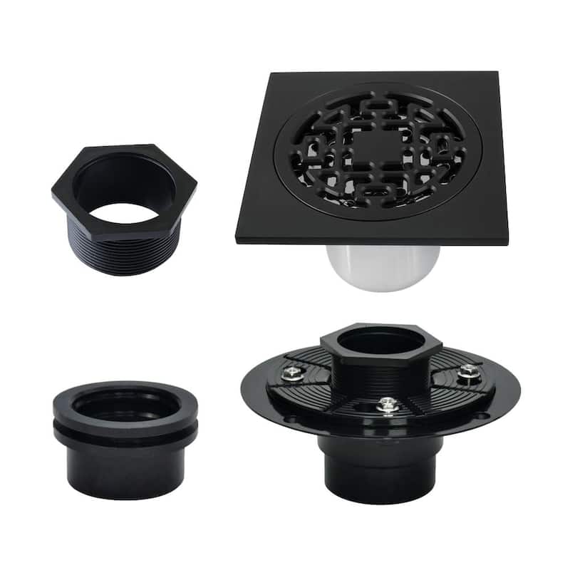 Kingston Brass BSFK4272 Watercourse 3-15/16" Square Shower Drain - Matte Black