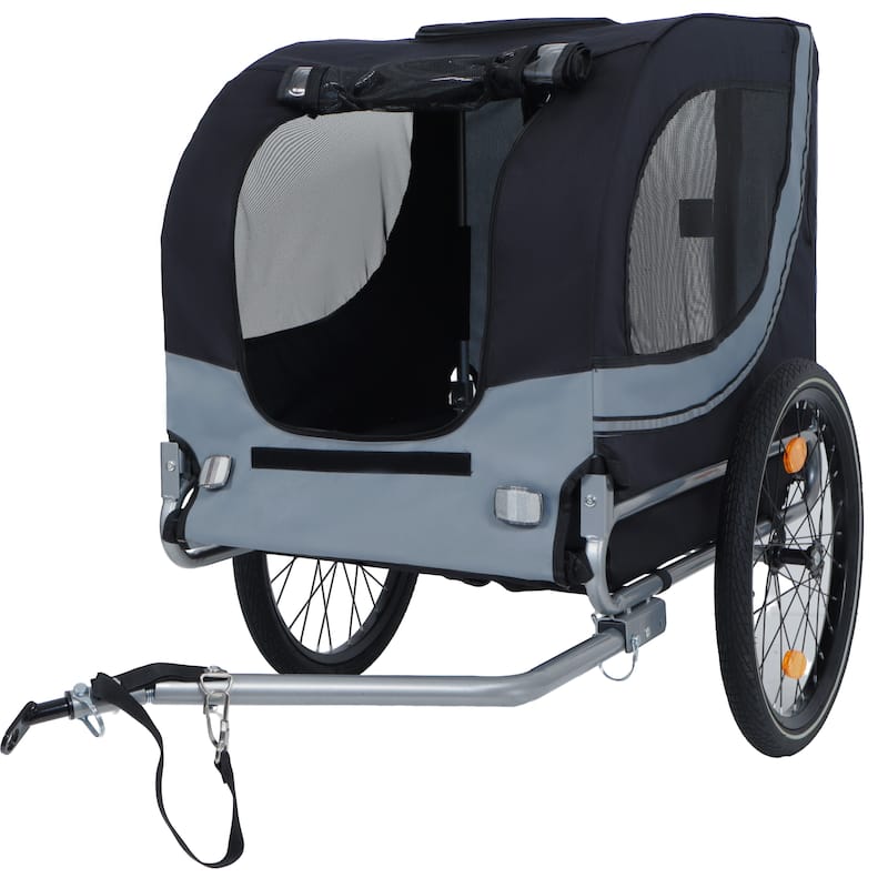 Large Folding Bike Trailer for Dogs 66LB Capacity All Terrain Pet Carrier - Black