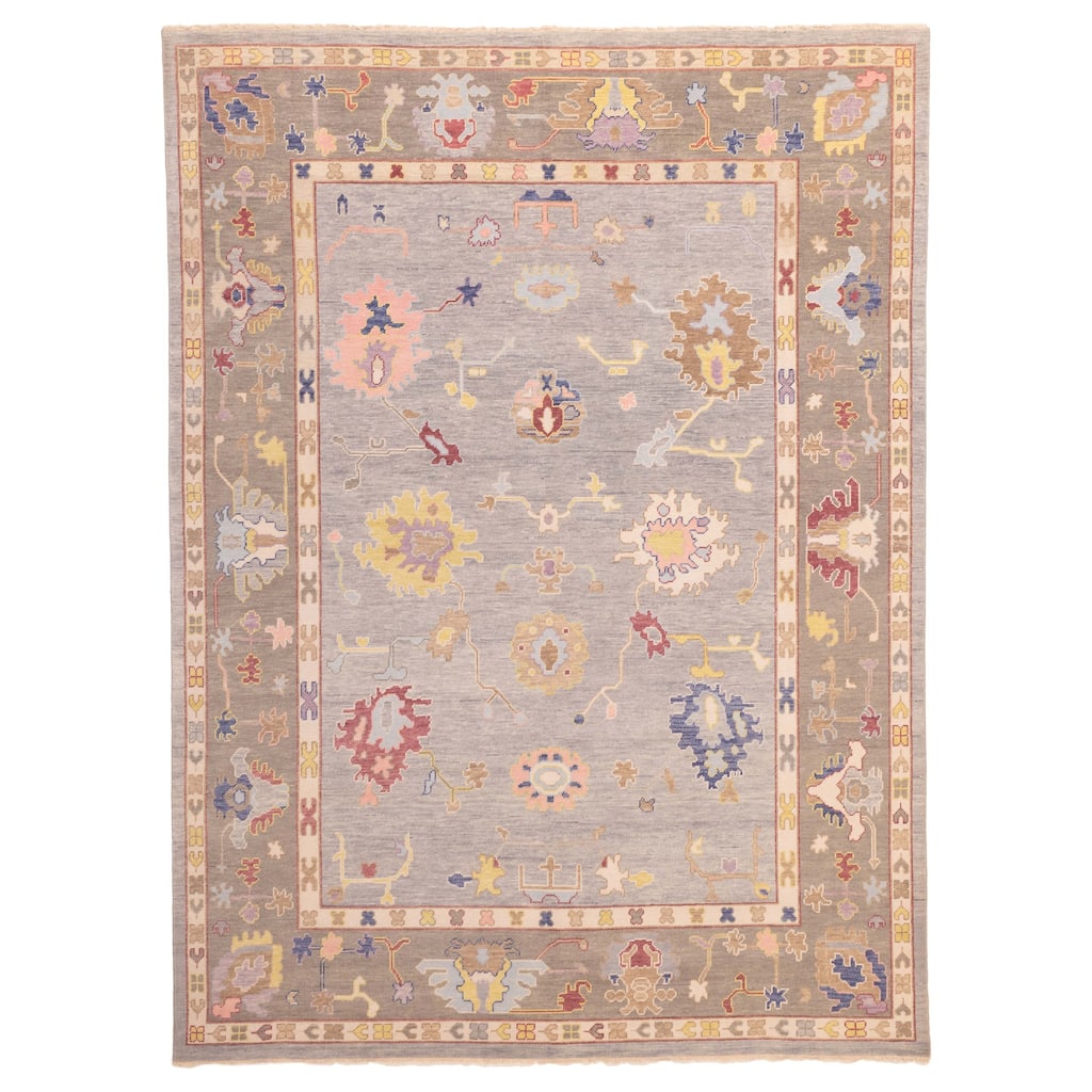 ECARPETGALLERY Hand-knotted Modern Oushak Grey Wool Rug - 8'11 x 11'11