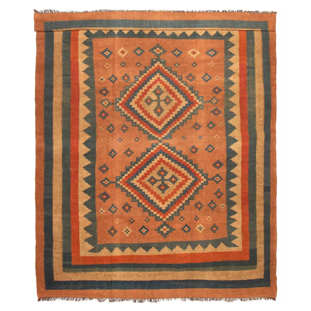 ECARPETGALLERY Flat-Weave Sivas Copper Wool Kilim - 9'6 x 12'6