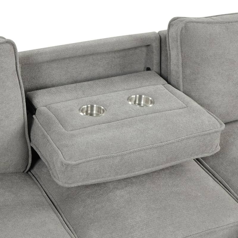 95" Convertible Sectional Sofa with Storage Chaise and Pull-Down Backrest