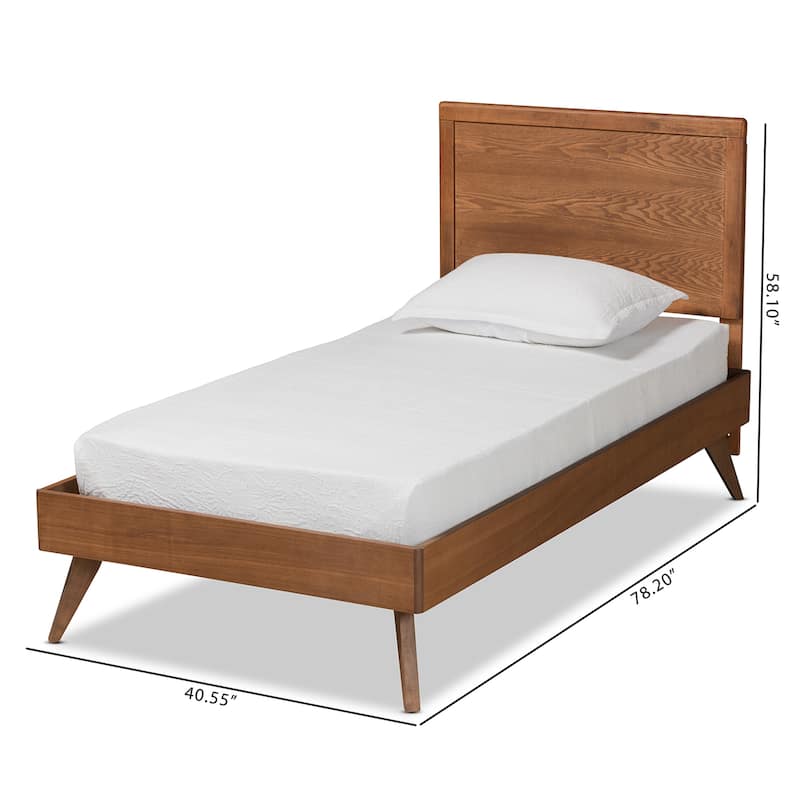 Jiro Mid-Century Modern Walnut Finished Wood Twin Size Platform Bed