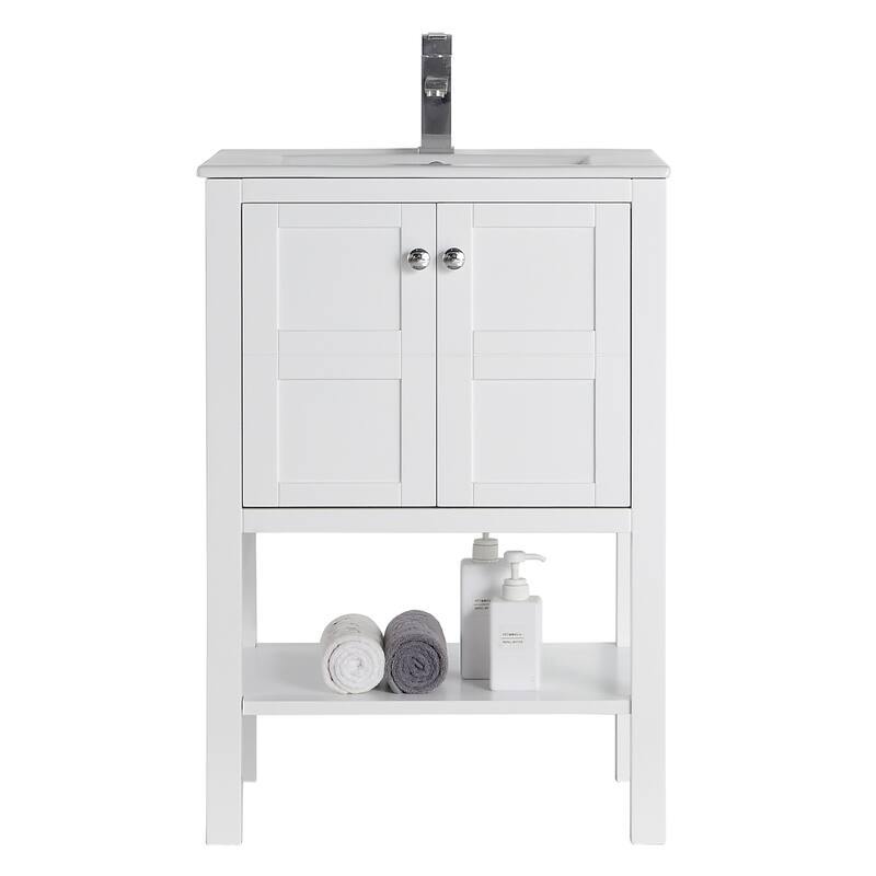 24" Tennant Brand Arola Small Slim Narrow White Bathroom Vanity