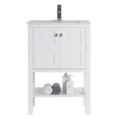 24" Tennant Brand Arola Small Slim Narrow White Bathroom Vanity