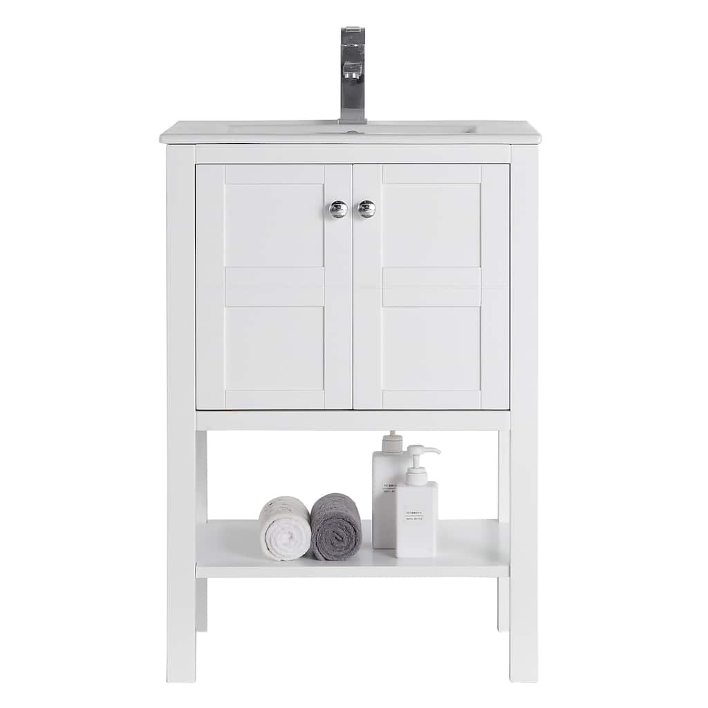24" Tennant Brand Arola Small Slim Narrow White Bathroom Vanity