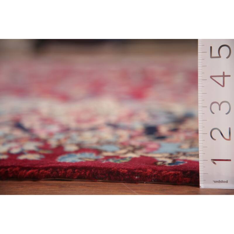 Hand Knotted Oriental 100% Wool Carpet Traditional Floral Red Kerman Area Rug - 16' 0'' X 9' 10''