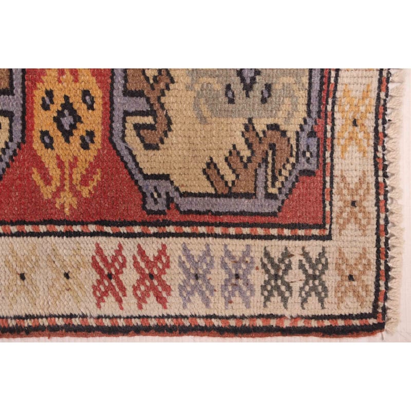 ECARPETGALLERY Hand-knotted Melis Vintage Red Wool Rug - 2'4 x 9'8