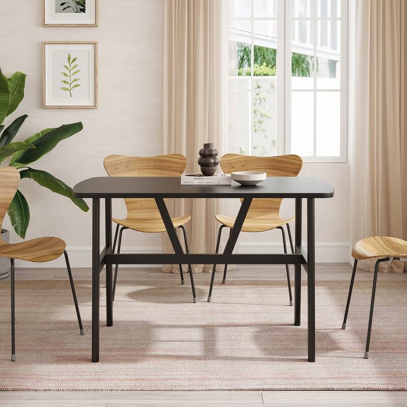 47.2 inch Dining Table for 4-6 Person, Rectangular Wood Kitchen Table, Modern Dinner Table with Sturdy Metal Frame