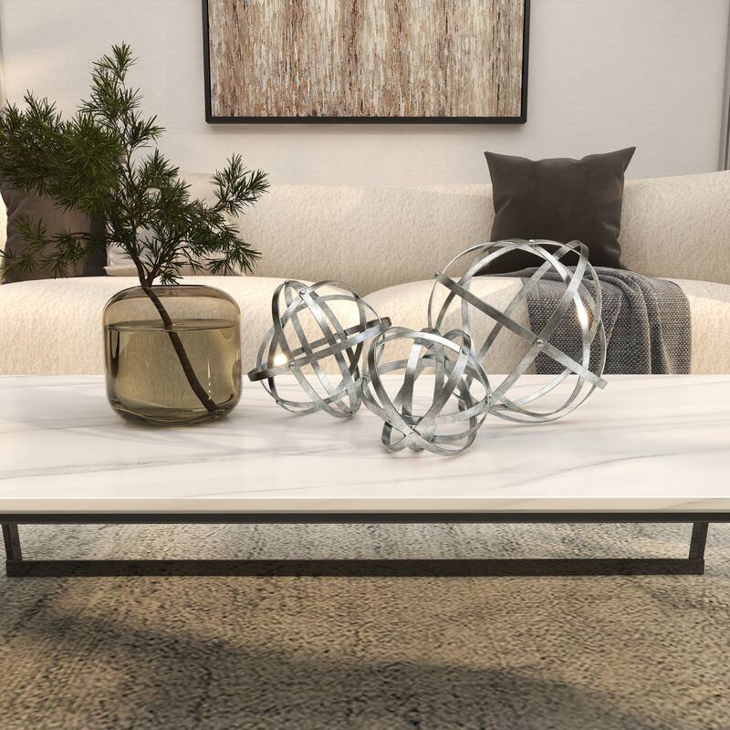 Metal Geometric Sculpture - Set of 3 Silver - Roche River Decor