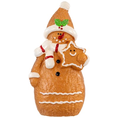 7.5" Frosted Gingerbread Snowman with Smiling Star Christmas Tabletop Decor
