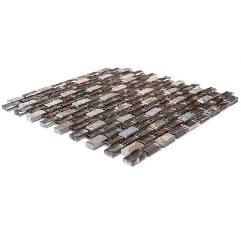 The Tile Life Victory Brick 0.75x1.13 Noce Frosted Glass Mosaic Backsplash & Wall Tile