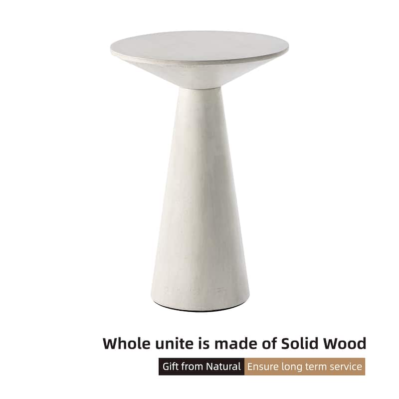 COZAYH Farmhouse Pedestal End Table, Round Martini Table Wood Plant Stand Rustic Small Drink Table for Living Room, Bedroom