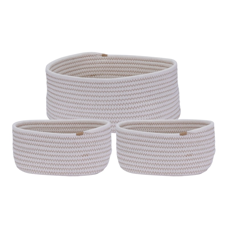 3 Packs Woven Storage Basket, Shelf Closet Storage Organizer Bin for Blankets, Clothes, Shoes for Living Room Home Decor