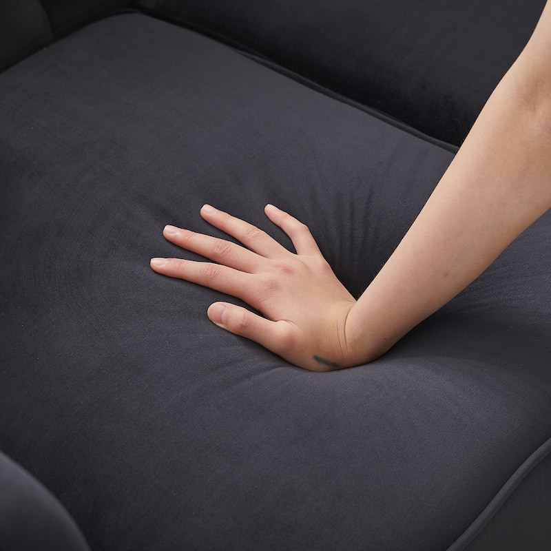 Velvet Chesterfield 3 Seater Sofa, Oversized Button Tufted Upholstered Sofa, Deep Seat Sofa with Rolled Arms & Nailhead Trim