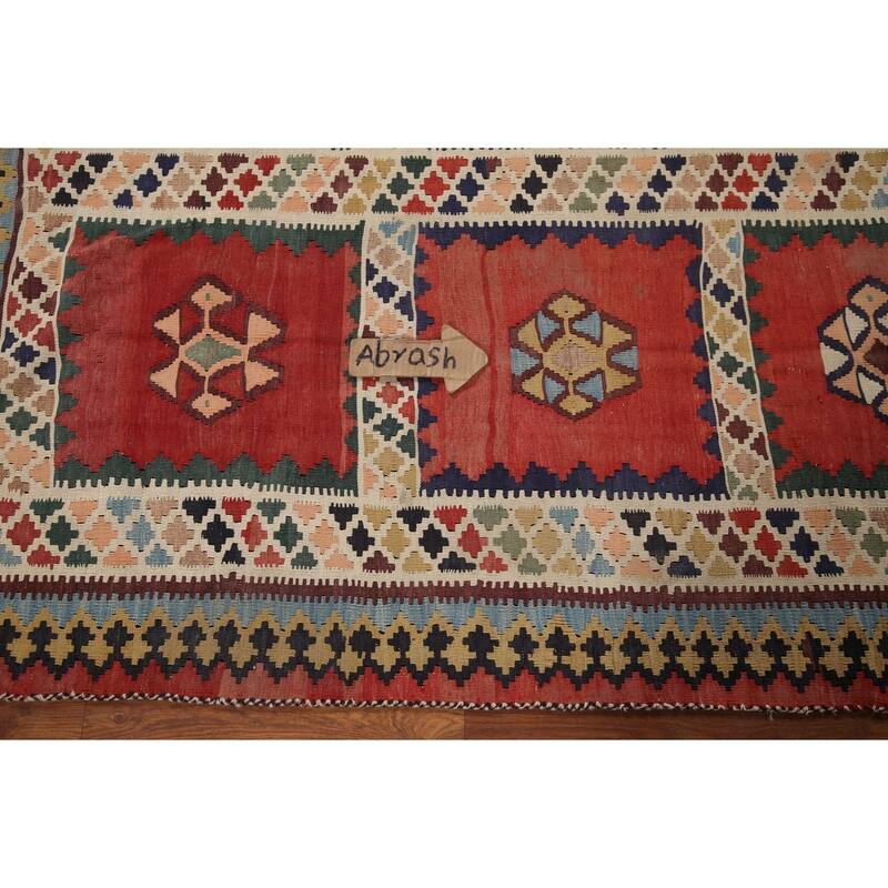 Vegetable Dye Kilim Qashqai Persian Antique Area Rug - 4'8"x 9'3"