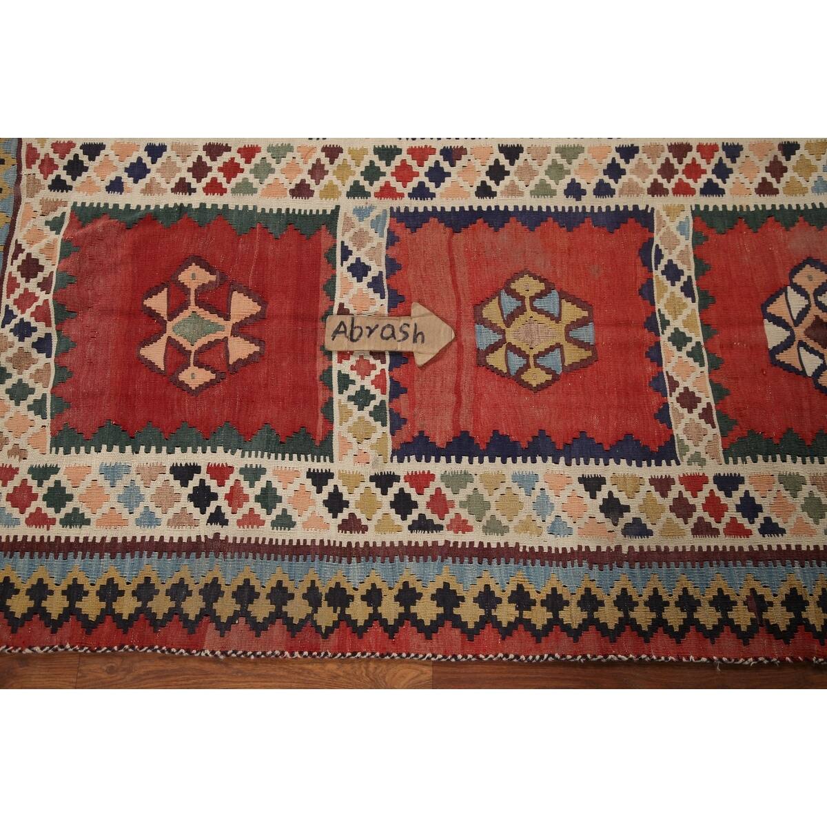 Vegetable Dye Kilim Qashqai Persian Antique Area Rug 4'8"x 9'3" Bed